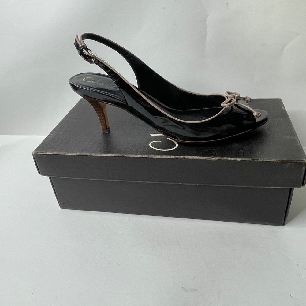 Cole Haan Air Talia Otbow Nike Air black patent women's size 7B peep toe shoe - Picture 3 of 10